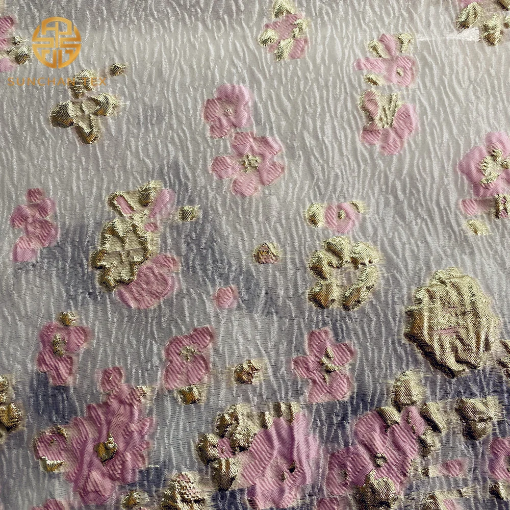 Golden Embossed Jacquard Fabric for Garment by Positioning