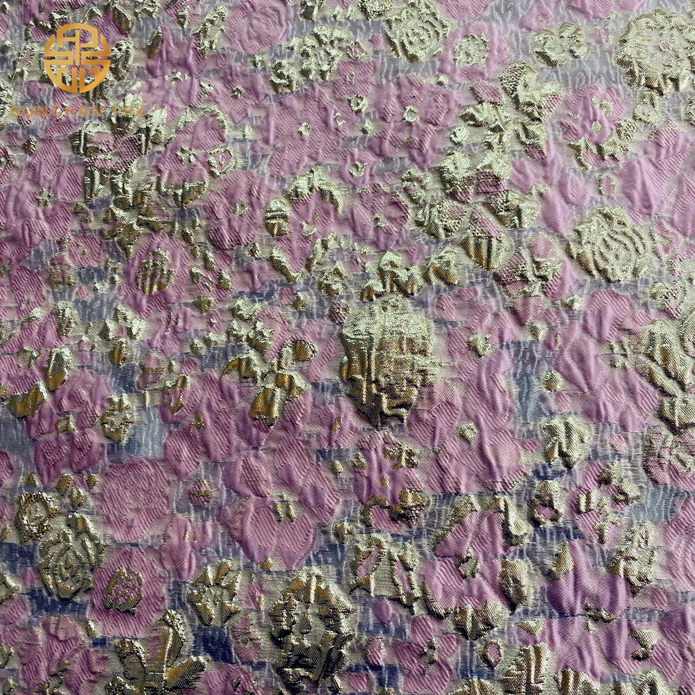 Golden Embossed Jacquard Fabric for Garment by Positioning